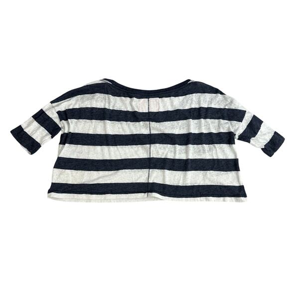 Abercrombie & Fitch Shirt Womens size Medium Striped Boxy Crop Top - Picture 2 of 6